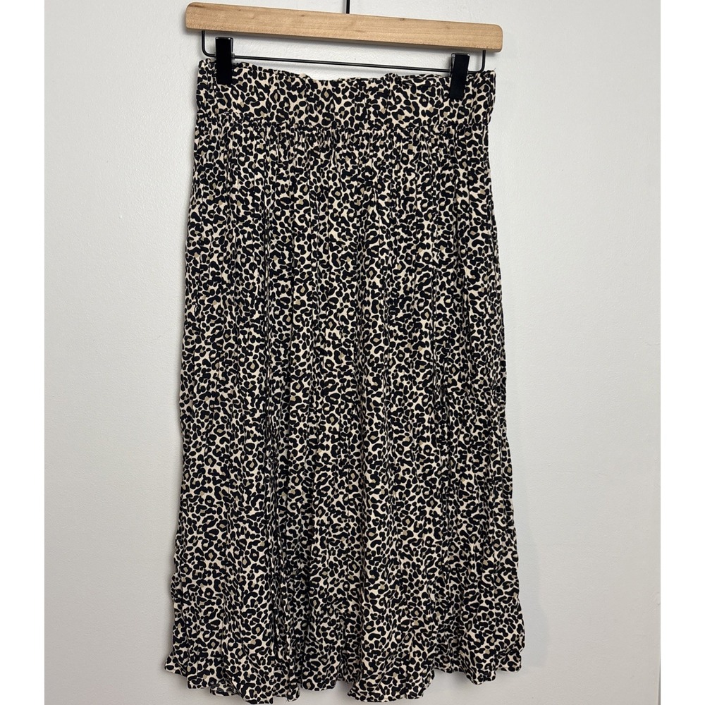 Sezane Elie Skirt in Leopard Print Midi Size 36 US 4 No Belt And Flaw